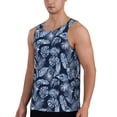thumbnail image 2 of Gukieu Tropical Leaves Print Men's Quick Dry Fitness Vest, Round Neck Sleeveless Fitness Bodybuilding Top-4X-Large, 2 of 7