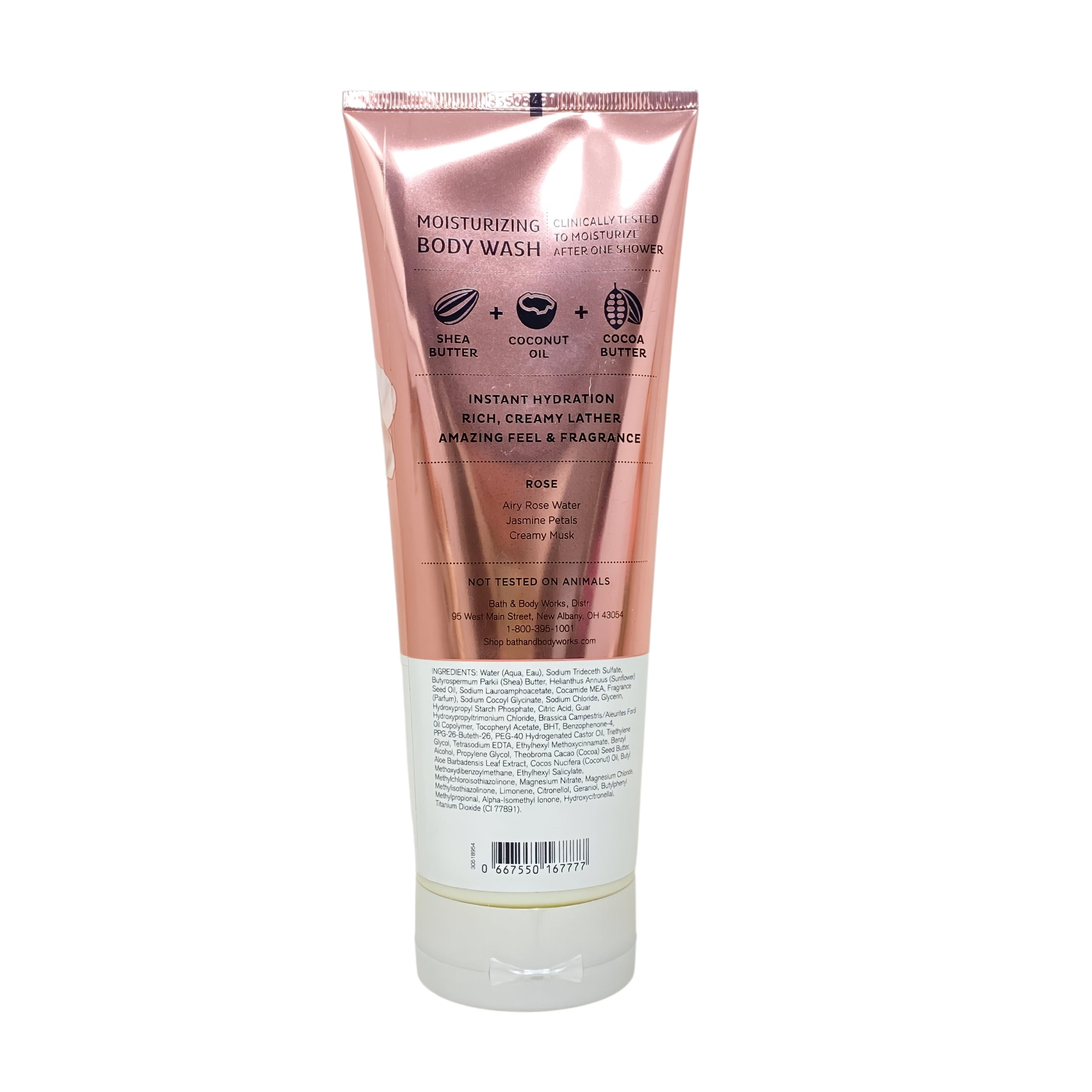 Bath & Body Works Rose - 3 Moisturizing Body Washes (10 fl oz / 295 ml Each) with a Cherry On Top Bar Soap