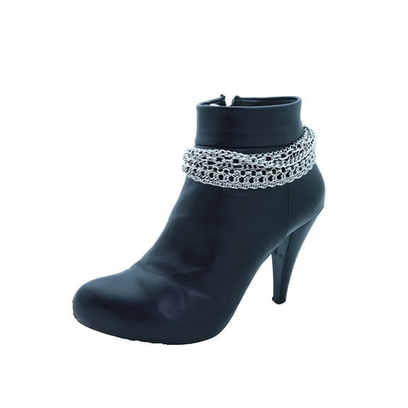 Women Silver Metal Boot Chain Bracelet Shoe Charm Waves Wrap Around