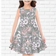 thumbnail image 2 of Zwiiyzr 4-14Y Little Girls Summer Dress Round Neck Sleeveless Swing Sundress Kids Casual Floral A-Line Dress Gray, 2 of 3