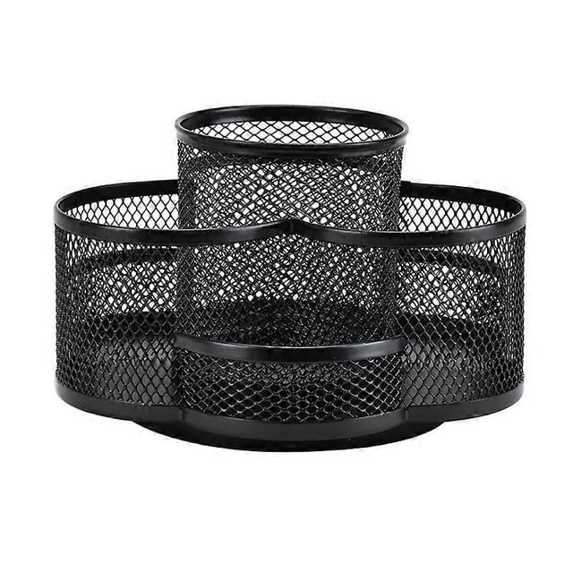 Spinning Collection Mesh Desk Organizer, Black 18*10.5 cm