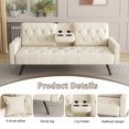 thumbnail image 2 of Sofa Bed,Convertible Couch Sleeper Home Recliner with Nail Head Trim Armrest,3 Adjustable Positions & 2 Cup Holders,72" Velvet Reversible Loveseat Folding Daybed for Small Spaces,Beige, 2 of 7
