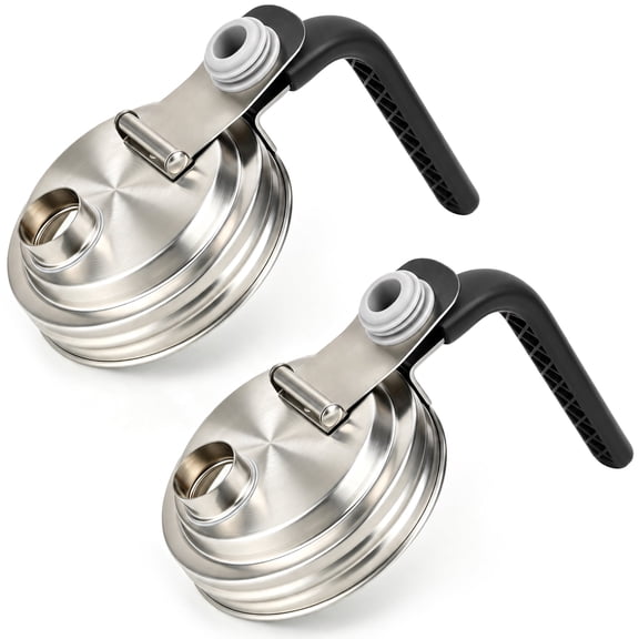 TINANA 2-Pack Wide Mouth Mason Jar Pour Spout Lids with Handles, Stainless Steel, Leak-Resistant, Fits 16-64 oz Jars