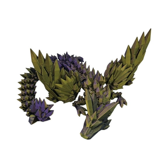 Articulating Dragonwing Collectible Figurine - 3D Printed Dragons Flexible ADHD, Autism, Relief Anxiety - Articulated Joints (Gold/Purple/Black)