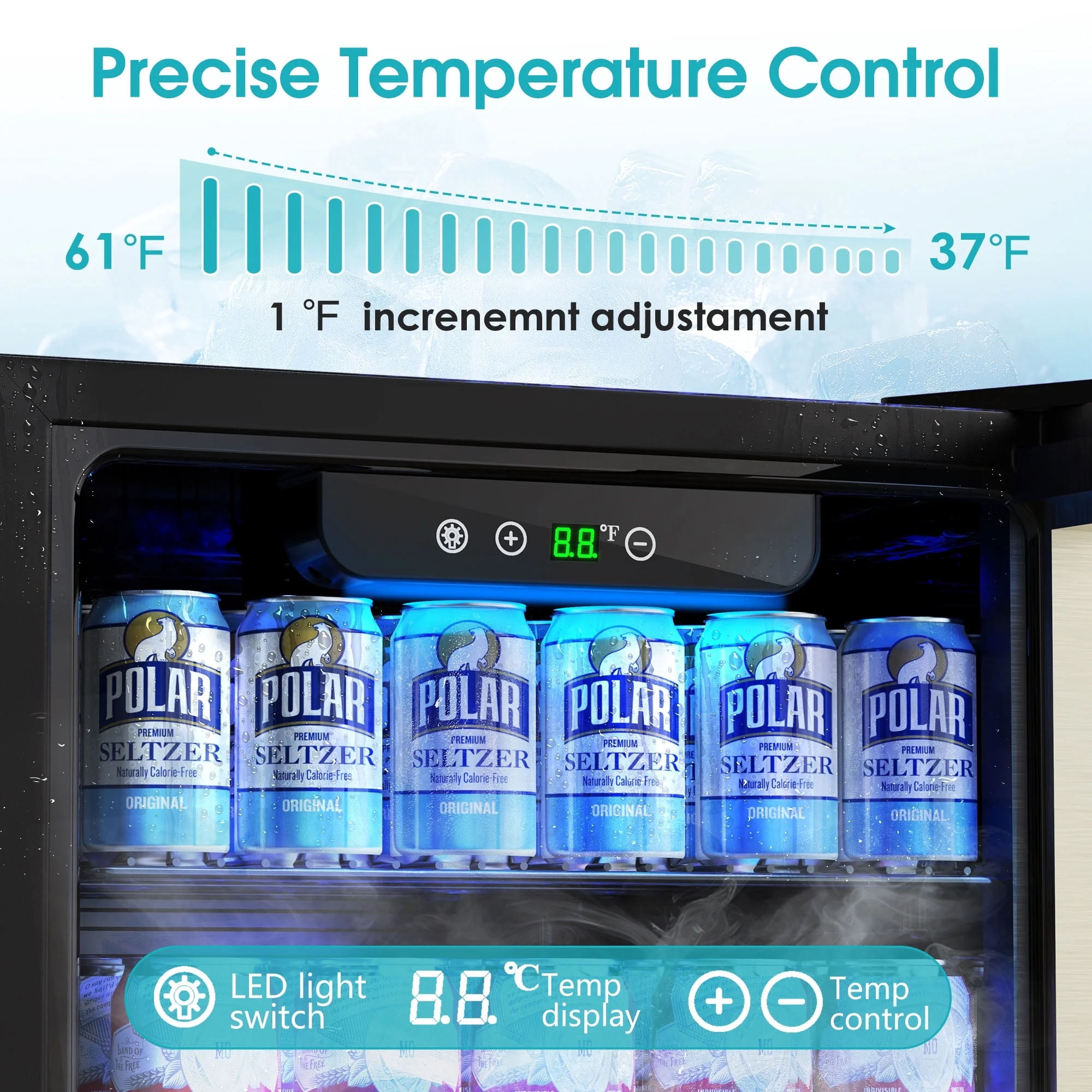 Goosiay 130 Can Beverage Refrigerator & Cooler, Mini Bar Drink Refrigerator with Glass Door, Silver