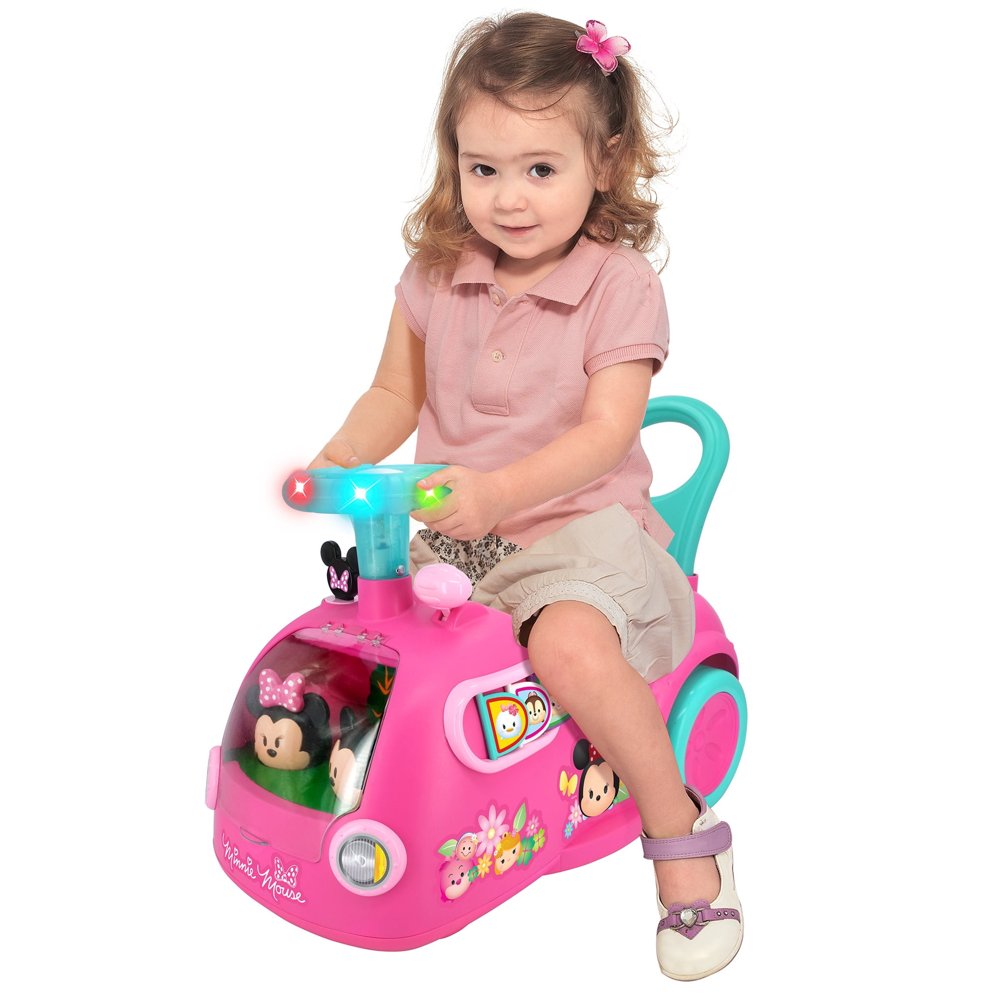 Kiddieland: Zoom n' Go Activity Ride-On - Minnie Mouse - Disney Lights & Sounds Foot-To-Floor Vehicle, 2 Mini Toy Zooms, Storage Seat, Toddler 12-36mo