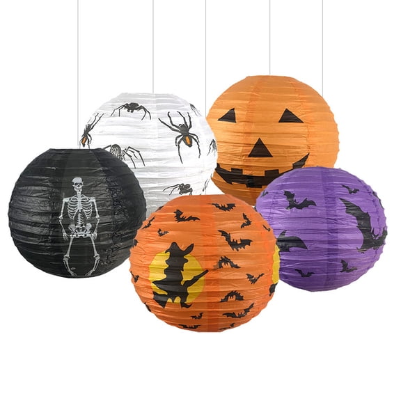 Yoyauz 10pcs Halloween Party Decoration Paper Lantern Set, Paper Lantern Hanging Vortex, Horror Halloween Indoor And Outdoor Decoration(10in)