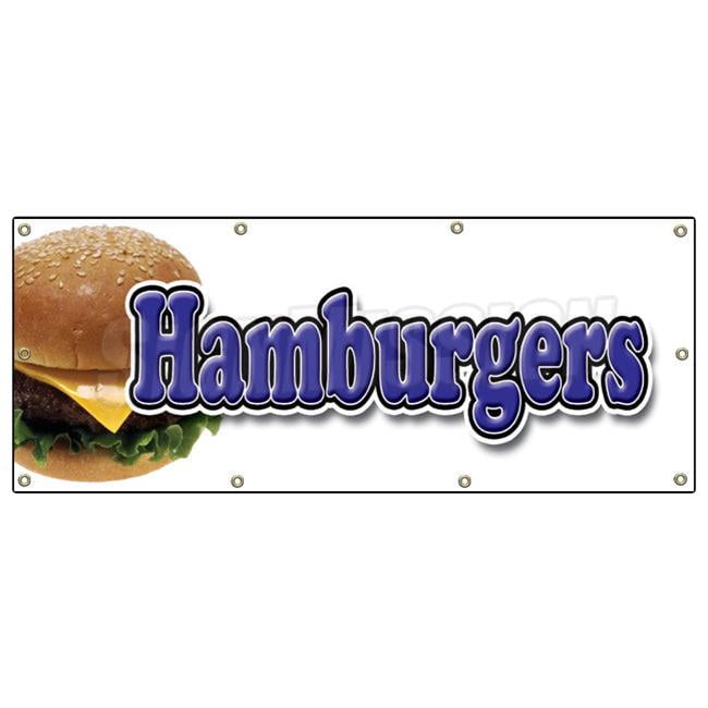 Full Color BURGERS All Weather Banner Sign Hamburgers Cheeseburgers Fries Steaks 