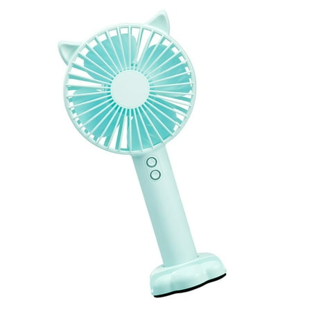 

2Pcs USB Rechargeable Fan Portable Adjustable Cordless Cooling Device with LED Light Work Office Travel Personal Supplies Gift Blue