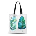 thumbnail image 1 of JSDART Sac Fourre-Tout en Toile Feuilles Tropicales Place Gauche et Droite au Centre Sac à Provisions Réutilisable, 1 of 1