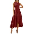 thumbnail image 5 of ZQUUVOU Women's Summer Midi Dresses Fashion Casual Sleeveless Crewneck Asymmetrical Ruffle Hem Flowy Lightweight Sundress Burgundy, 5 of 9