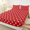 thumbnail image 3 of Manfei Polka Dots Boy Girl Twin Sheet Sets 3pcs,Vintage Aesthetic Twin Fitted Sheet Microfiber,Red White Breathable Flat Sheet,Microfiber Bedroom Decor, 3 of 7