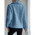 thumbnail image 4 of Jackets for Women Long Sleeve Comfy Warm Button Down Zip Up Stand Collar Plus Size Winter Clothing Blue XL, 4 of 7