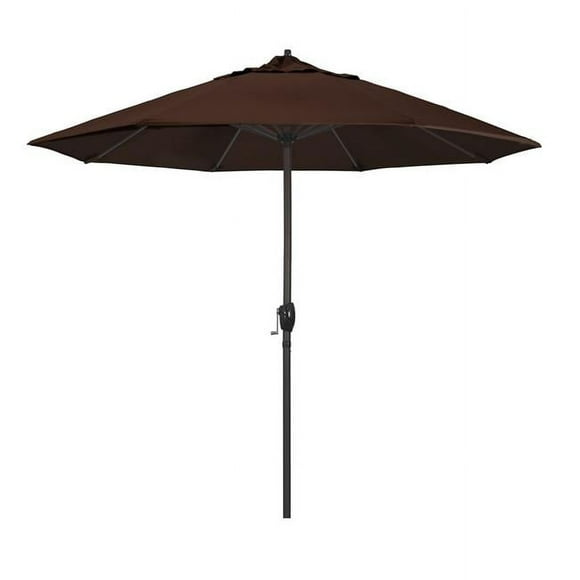California Umbrella ATA908117-5432 9 ft. Casa Series Patio Bronze Auto Tilt Crank Lift - Sunbrella 2A Bay Brown Fabric