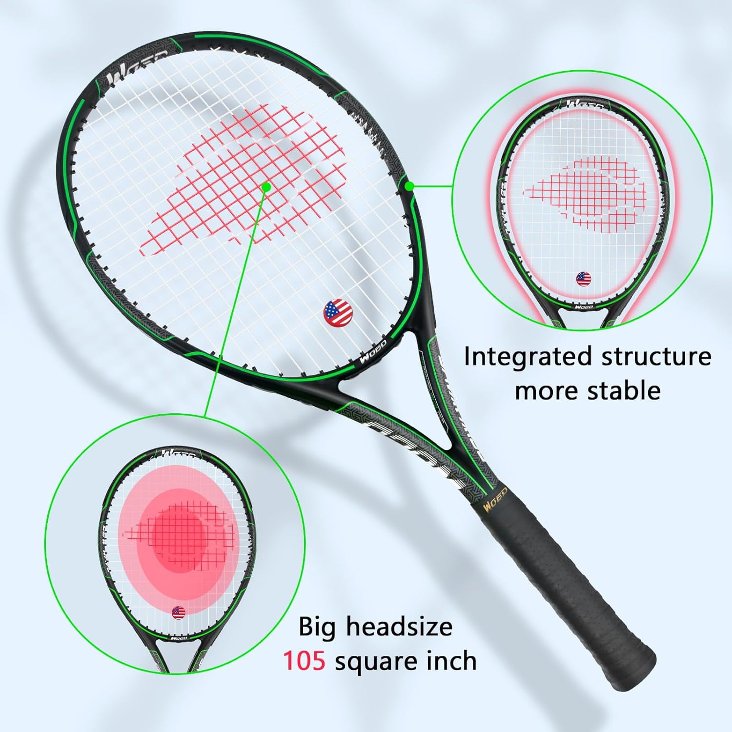 Adult 2 Player Tennis Racket Perfect for Beginner and Professional Players, 27" Speed Tennis Racquet Include Overgrips, Tennis Bag, Vibration Dampes, Covers
