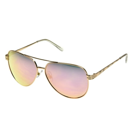Foster Grant Women's Rose Gold Mirrored Aviator Sunglasses I02