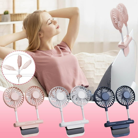 PALIFEUR Monitor Fan with 2 Rotatable Heads, 3 Speeds USB Desk Fan, Adjustable Small Fan, Lightweight Portable Fan for Office Desk & Laptop
