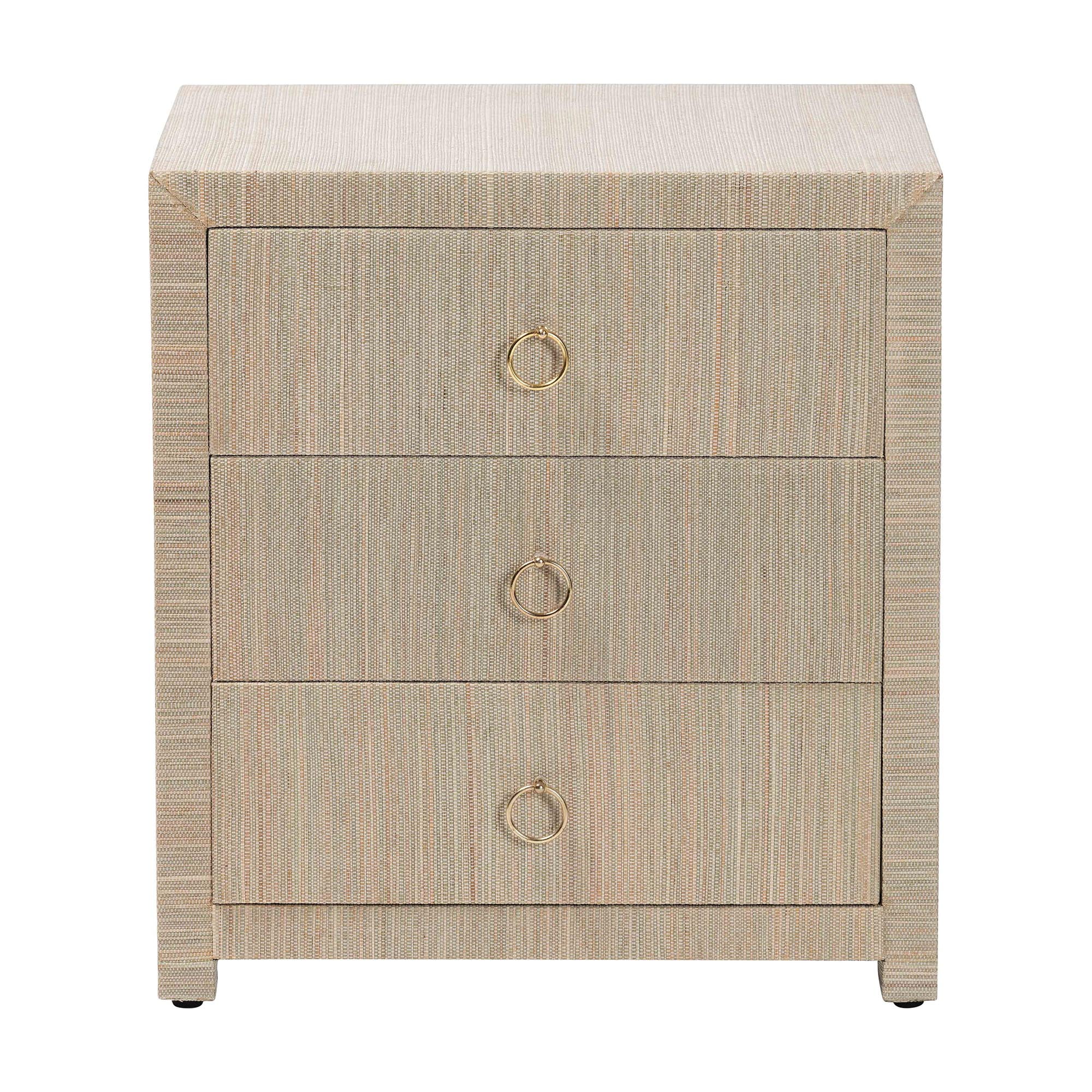 bali & pari Quinn Boho Nightstand, 3-Drawer, Natural
