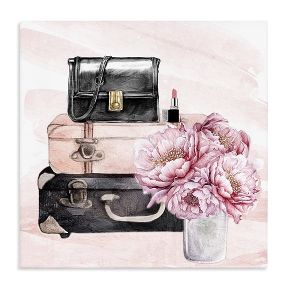 Stupell Industries Shabby Chic Glam Time Stacked Bags Canvas Art, 17 x 17, by Kim Allen