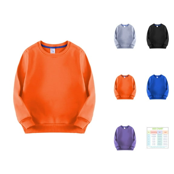 Solid Color Boys Sweatshirts Toddler Kids Baby Boys Girls Crewneck Pullover Thicked Lined Sweatshirt Children's Solid Plush Babies Colorful Tops Coat Sweatshirt for Kids