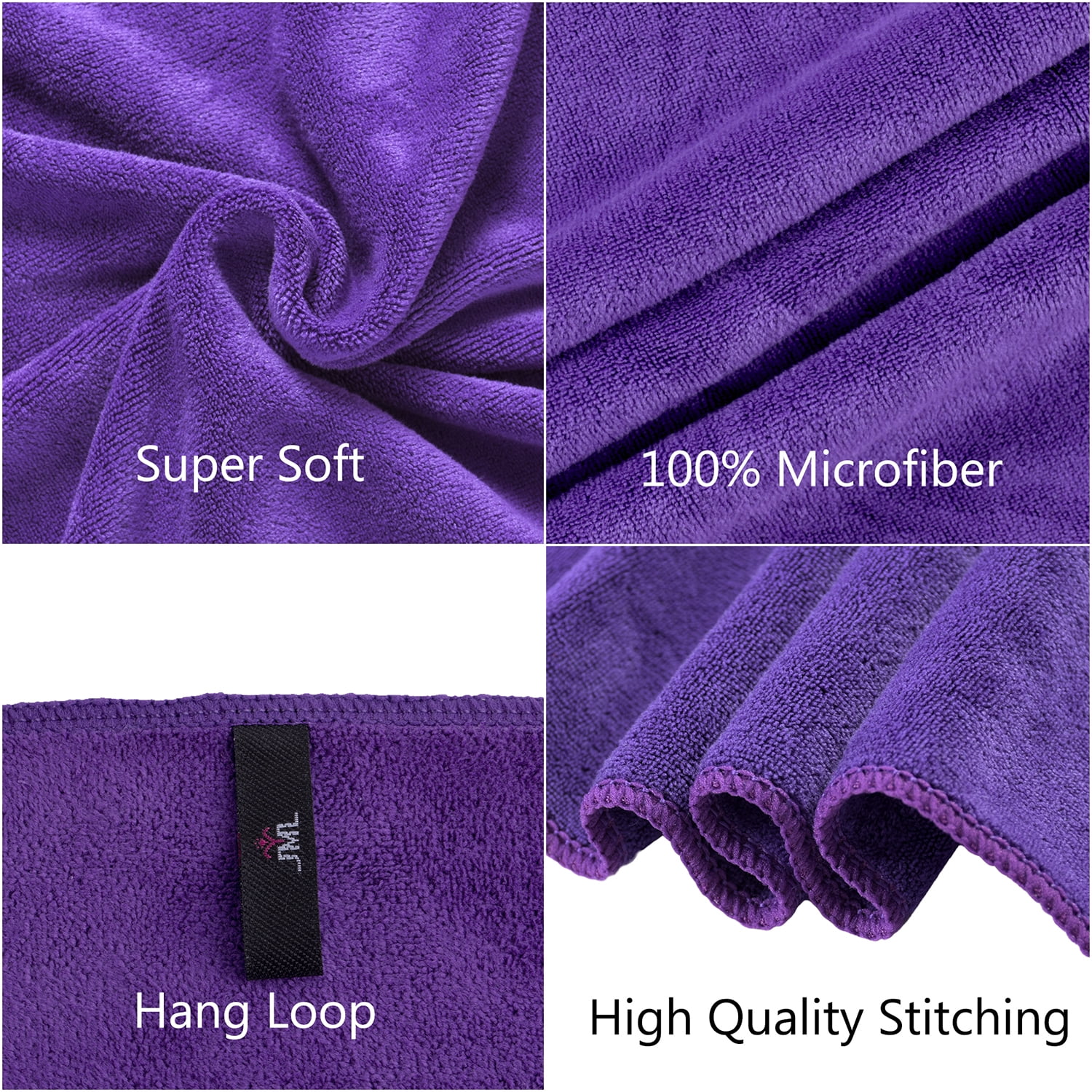 2-Pieces Bath Towel Set For Bathroom,Ultra Absorbent Solid Purple 30"x60"