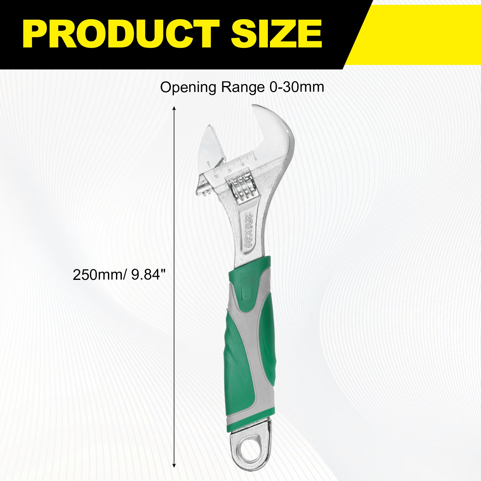 Uxcell Adjustable Wrench 8" High Carbon Steel Industrial Wide Jaw Wrench Adjustable Repairs Spanner Tool with Graduated Scale for Home Garage Workshop Plumbing, Green-Gray