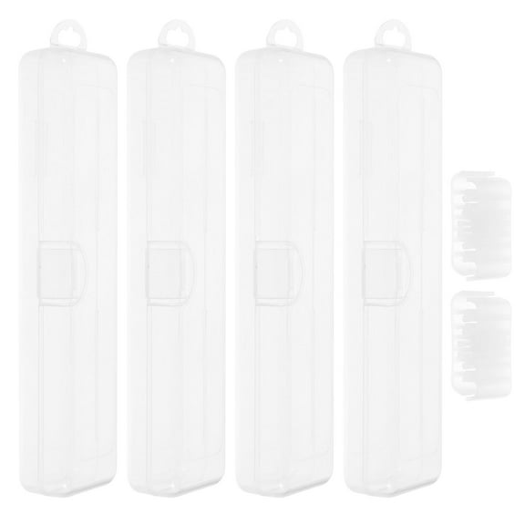 ETHZZLE Portable Plastic Drinking Straw Organizer Transparent for Storage 4Pcs