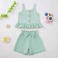 thumbnail image 2 of NIEWTR Toddler Girls Short Sets Kids Cute Ruffle sleeveless Tops and Casual Shorts Girls Summer 2 Piece Outfits Clothes(Green,2-3 Years), 2 of 5