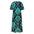 thumbnail image 5 of asdoklhq Hawaiian Dresses for Women Fashionable Printed Short Sleeved V-neck Dress Long Skirt Black 2X, 5 of 5