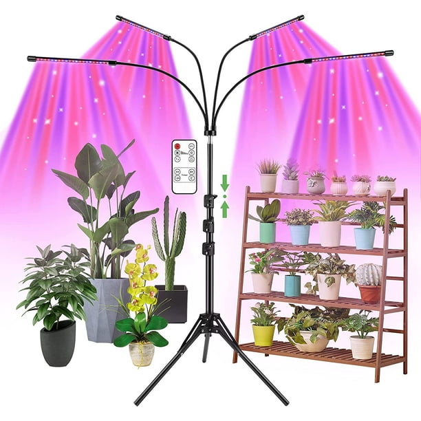 Afzonderlijk hypothese Tub 4-Head LED Grow Light for Indoor Plants, Plant Light w/ Adjustable Stand  (15"-62") & Dual Controllers, Full Spectrum Plant Growing Lights  (Red/Blue/Mix), 4/8/12H Timer, 10 Brightness & Auto ON/Off - Walmart.com