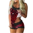 thumbnail image 2 of Rciityk Womens Loungewear Set - Valentines Day Cute Heart Print Spaghetti Strap Tank Tops with Shorts Pjs Sets - Shorts Pajama Sets for Women 2 Piece, 2 of 5