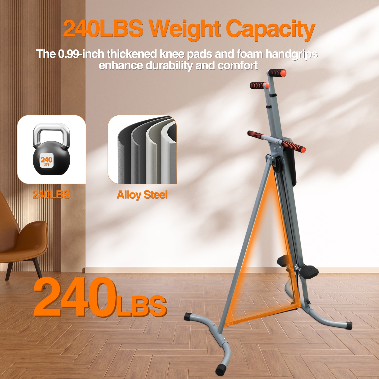 Baokaler Vertical Climbing Machine and Folding Indoor Exercise Fitness Stair Stepper Machine Home Workout Step Machines 240lbs Loading Exercise Vertical Climber Stepper for Office Home and Gym Walmart...