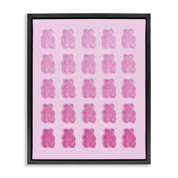 Stupell Industries Eclectic Gradient Pastel Pink Bears Black Floating Frame Canvas Art, 17 x 21, by LISH Creative