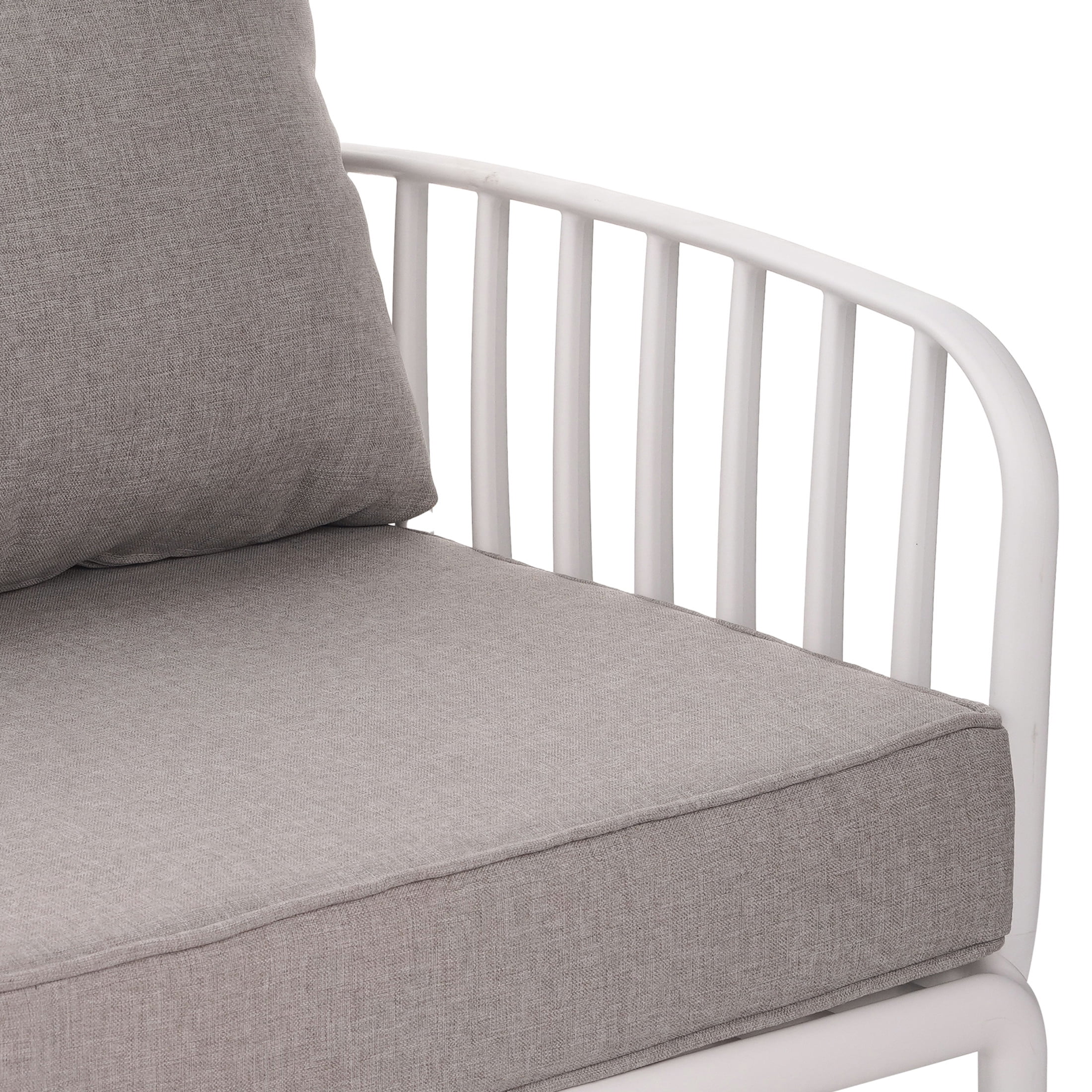 Orion Modern Outdoor Patio Club Chair with Cushions, White+Light Gray