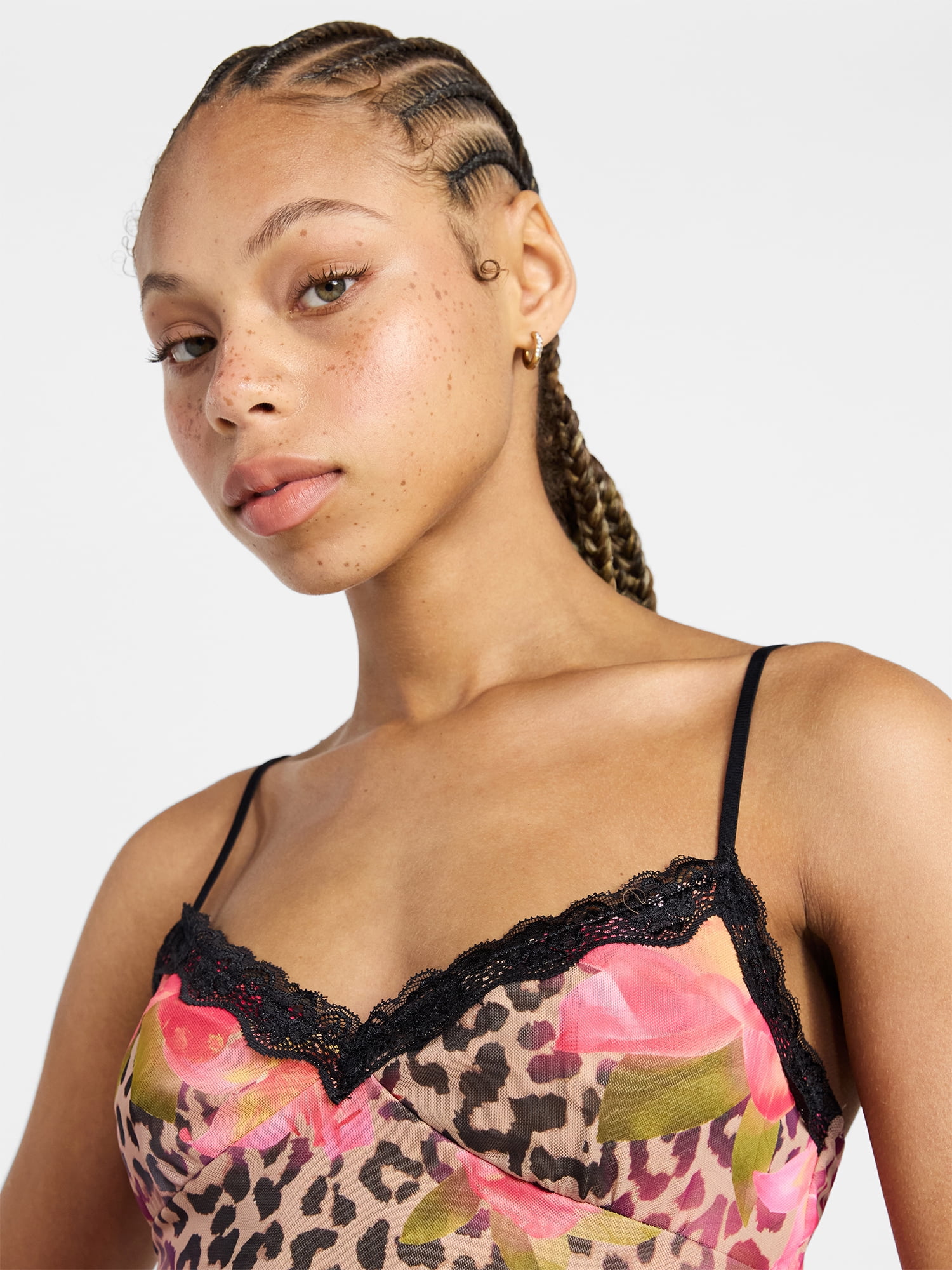 No Boundaries Mesh Camisole with Lace Trim, Women's XXS-XXL