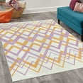thumbnail image 2 of Chevron Decorative Rug, Vintage Overlapping Zigzag Lines Thin and Thick Stripes Old Classical, Quality Carpet for Bedroom Dorm and Living Room, 6 Sizes, Apricot Lilac, by Ambesonne, 2 of 4