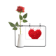 thumbnail image 1 of Rojo en forma de corazón de San Valentín Botella de decoración de jarrones colgantes de flores rosas artificiales, 1 of 3