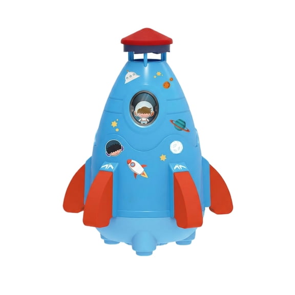 Rocket Shaped Outdoor Water Sprinkler Toy for Kids Connects to Garden Hose Rotating Spray for Backyard Lawn Pool Summer Outdoor Play Kids Sprinkler Toys,Blue