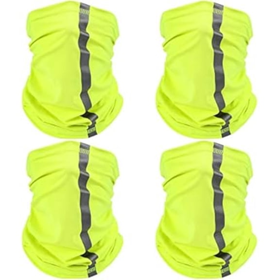 4Pcs Reflective Neck Gaiter, UPF 50 UV Protection Cooling Face Bandana, Quick Dry Breathable Neck Cover for Cycling Running Hiking Outdoor Sports