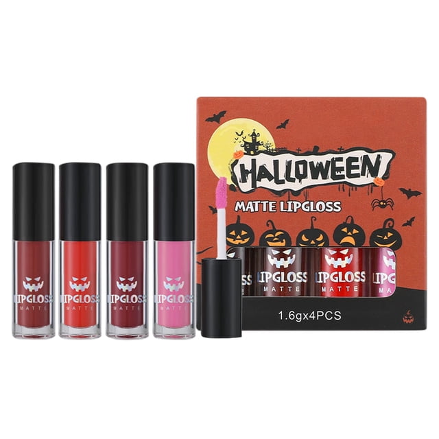 Kit de maquillaje con brillo de labios para Halloween, efectos realistas, niebla lavable, taza antiadherente, brillo de labios, sangre falsa, 1,6G * 4 piezas, compre 2 y obtenga 3