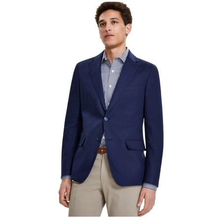 Tommy Hilfiger Mens Modern fit Sport Coat Blazer 40 L Navy Blue Solid Linen