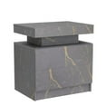 thumbnail image 2 of LED Nightstands, Bedside Table with 2 Drawers, Modern Bedroom Furniture with Changing RGB Light & Remote for Bedroom and Living Room, Black Marble Pattern, 2 of 7