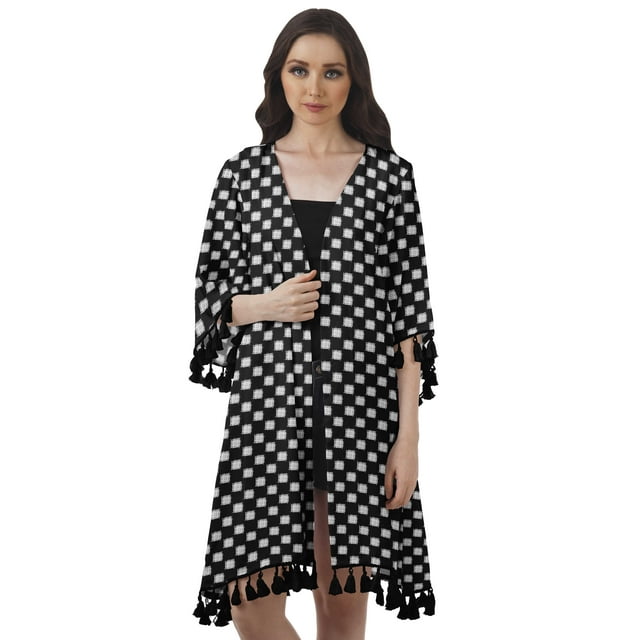 Moomaya Moss Georgette Printed Shrug Beach Cloth 3/4 Sleeve Cardigans For Women