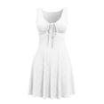 thumbnail image 5 of Bxsruta Womens Tank Dress Casual Summer Sundress Tie Front Flared Mini Dress, 5 of 8