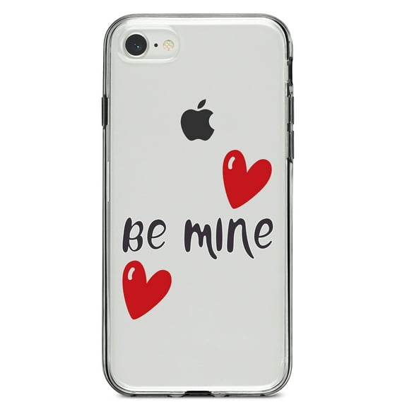 DistinctInk Clear Shockproof Hybrid Case for iPhone 7 8 SE (2020 Model) 4.7" Screen TPU Bumper Acrylic Back Tempered Glass Screen Protector - Be Mine - Red Hearts