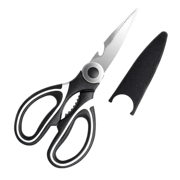 2 Pcs Kitchen Shears, Multi-Functional Stainless Steel Kitchen Scissors With Protective Sheath, 8.1 in / 20.5 cm, Black & Pink, Dishwasher Safe