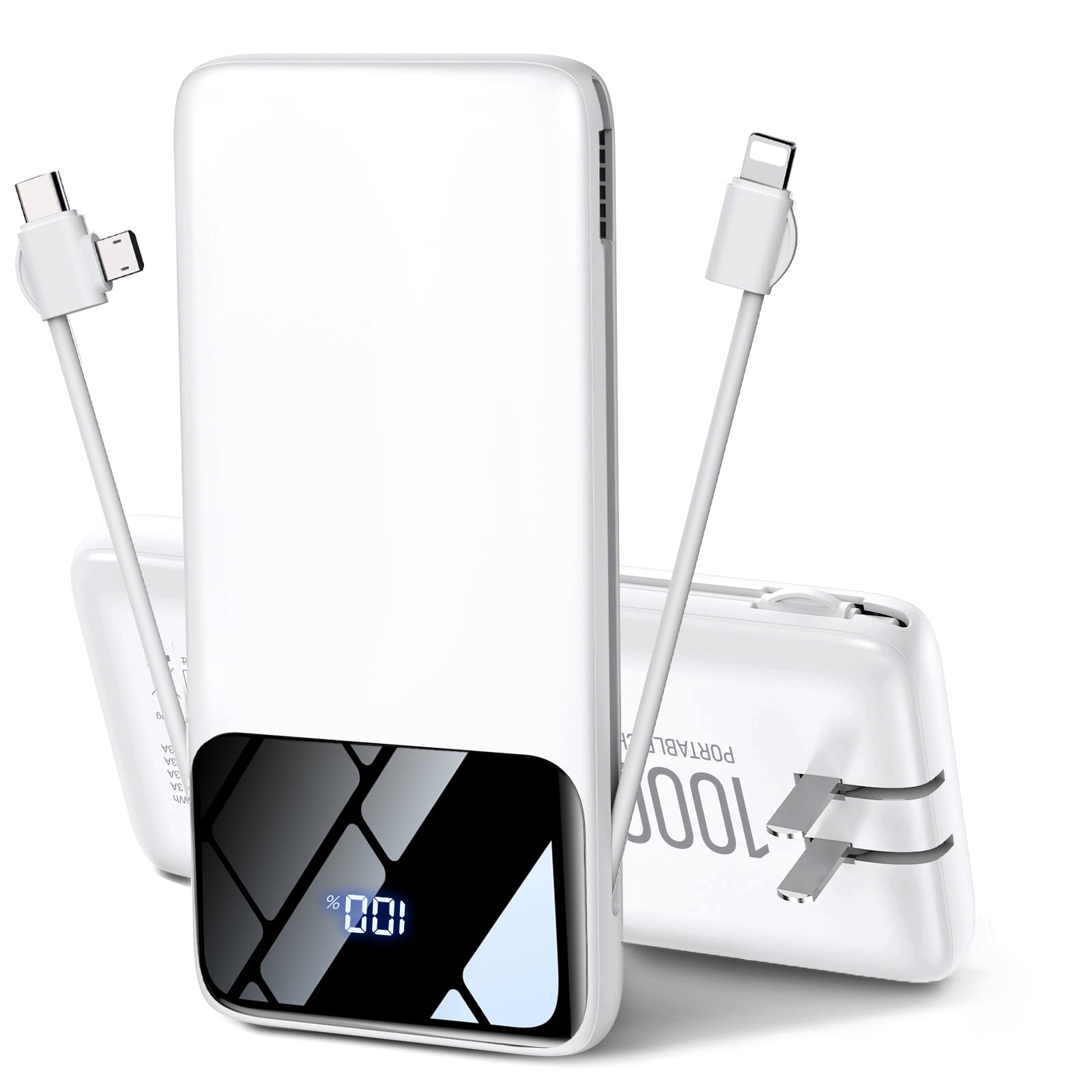 Mguzdi 10000mAh Portable Charger with Built-In Cables and Wall Plug photo 1
