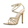 thumbnail image 2 of AOOCHASLIY Women Sandal Clothes Summer Cross Soft-up Shoes Golden Shiny Sexy Stilettos Fashion Women's High Heels Sandals, 2 of 9
