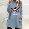 thumbnail image 2 of Feancey Christmas Fleece Sweatshirts for Women Novelty Gnome Printed Thermal Tops Winter Fuzzy Warm Loungewear Cozy Casual Loose Pullover with Pockets Blue 3XL, 2 of 5
