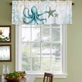thumbnail image 3 of Coastal Octopus Curtain Valances for Windows, Kitchen Valance Window Treatments Panel 2 Pack, Summer Starfish Beach Vintage Rod Pocket Short Curtains for Bathroom Bedroom 60 x 18 Inch, 3 of 8